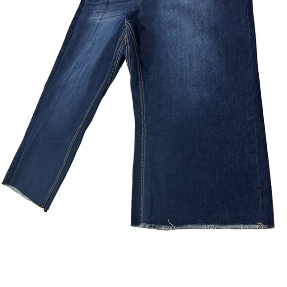 NWT Rue21 Womens 24 Jeans High Rise Ankle Straight Leg Dark Wash Raw Hem Plus - Picture 3 of 16